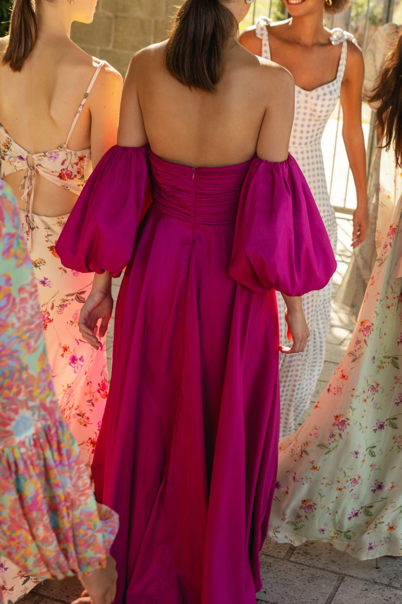 Pink Off The Shoulder Maxi Dress