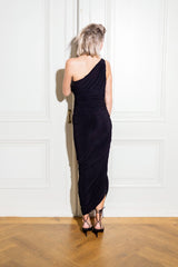 Black one-shoulder ruched gown - Item for sale