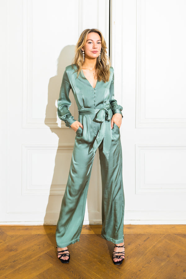 Faded green belted jumpsuit - Item for sale
