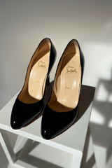 Black smooth leather heels