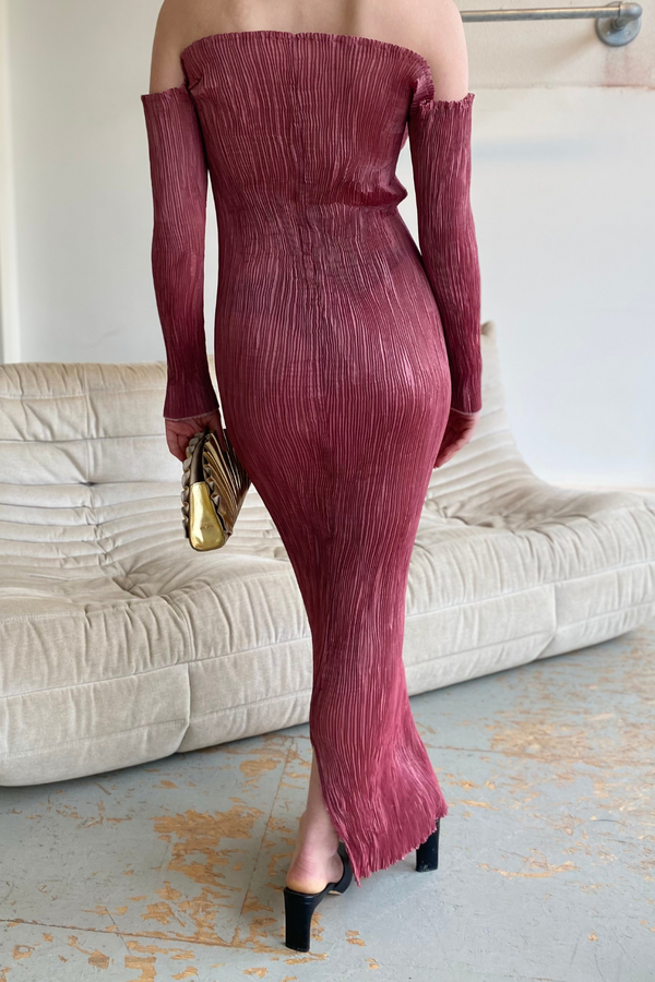 Dirty pink plisse maxi dress