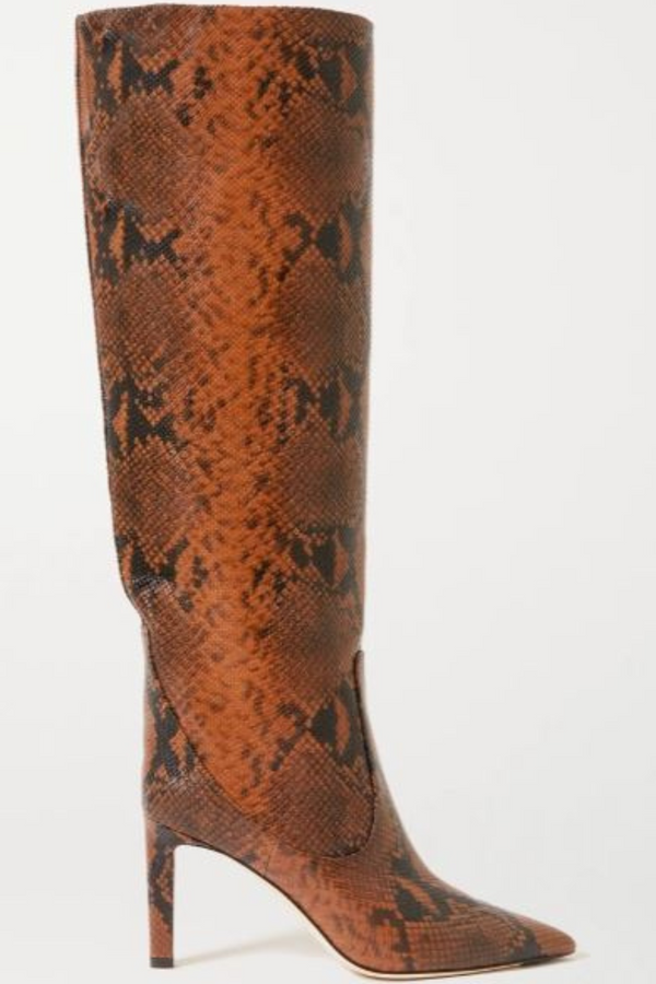 Brown snake-print boots