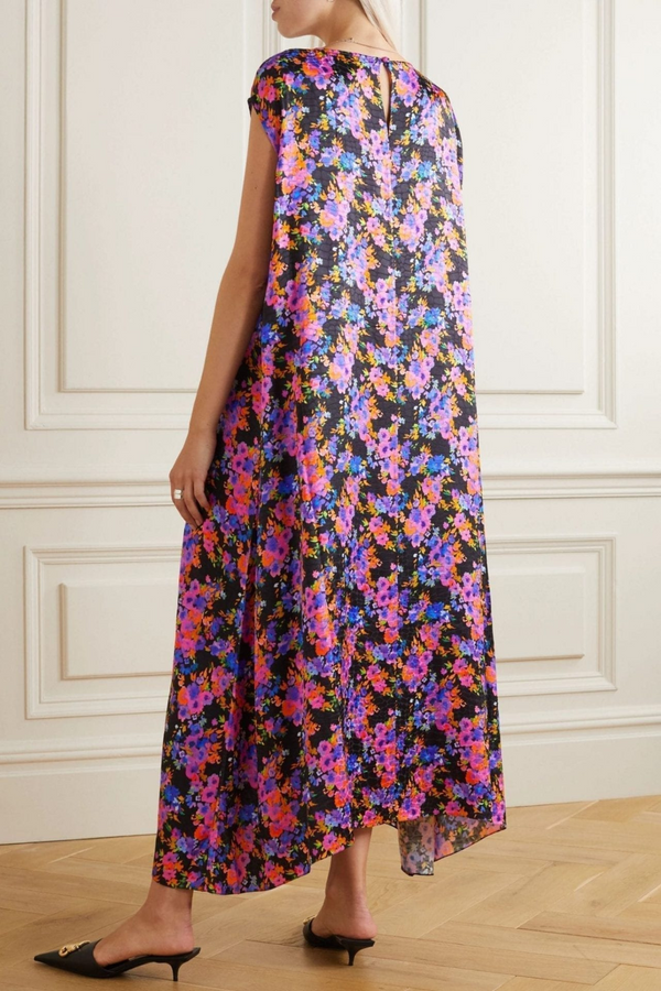Floral-print Satin-jacquard maxi dress