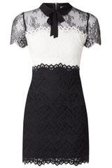 Black and white pencil dress with lace