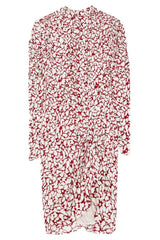Red and white printed dress w. long sleeves - this dress is for sale