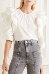 White puff sleeved top