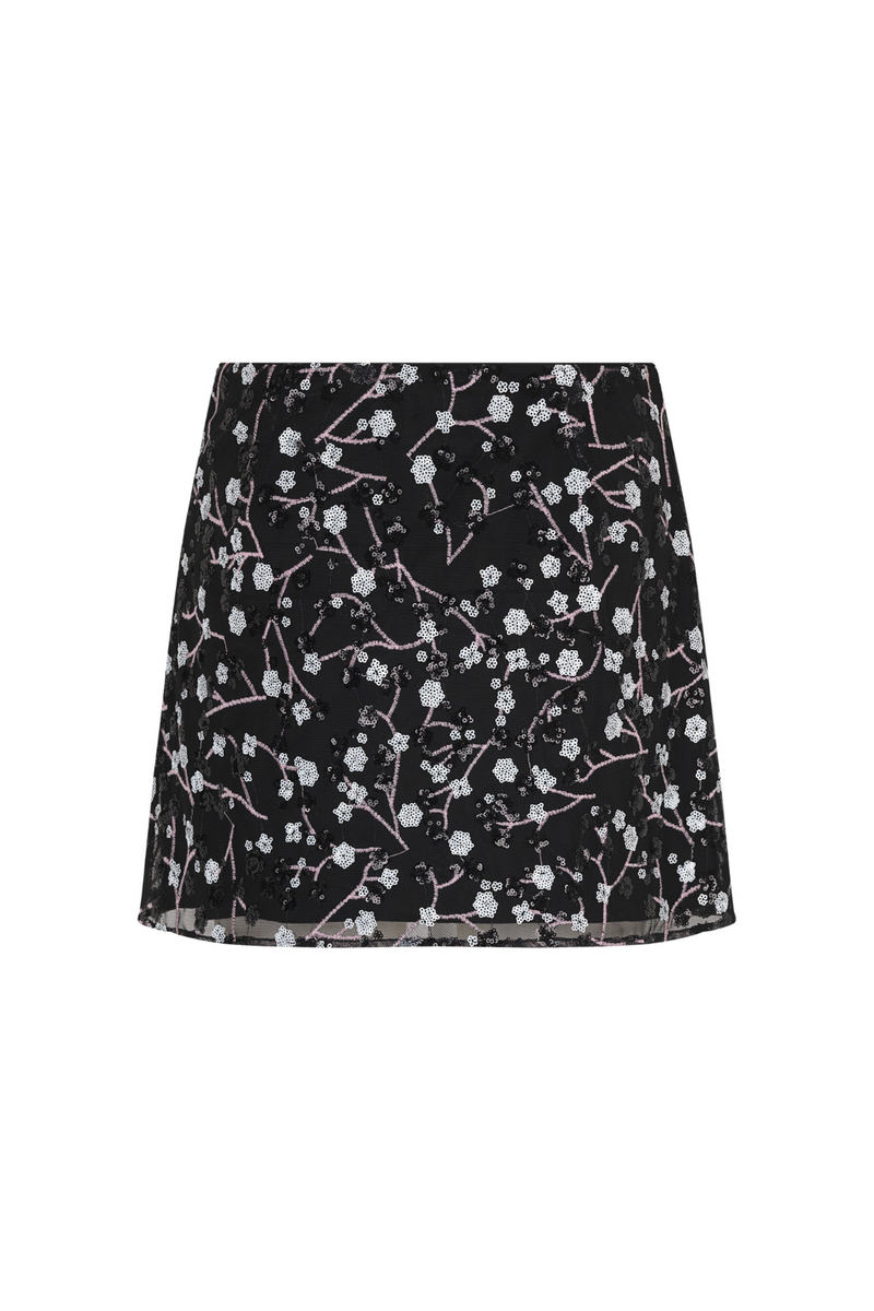 Black mini skirt with embroidery