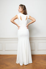White v-neck maxi dress