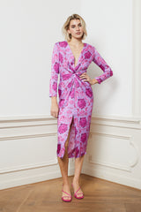 Pink Patterned Midi Dress - Item for sale