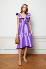 Purple Dress with ruffled V-Neckline - Item for sale