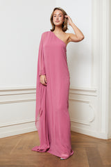 Pink one shoulder maxi dress