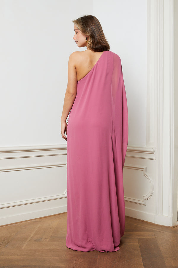 Pink one shoulder maxi dress