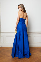 Blue halterneck maxi dress
