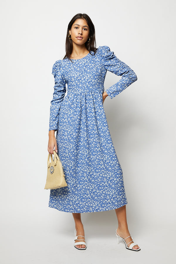 Blue floral jacquard midi dress - Item for sale
