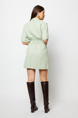 Green quilted button dress