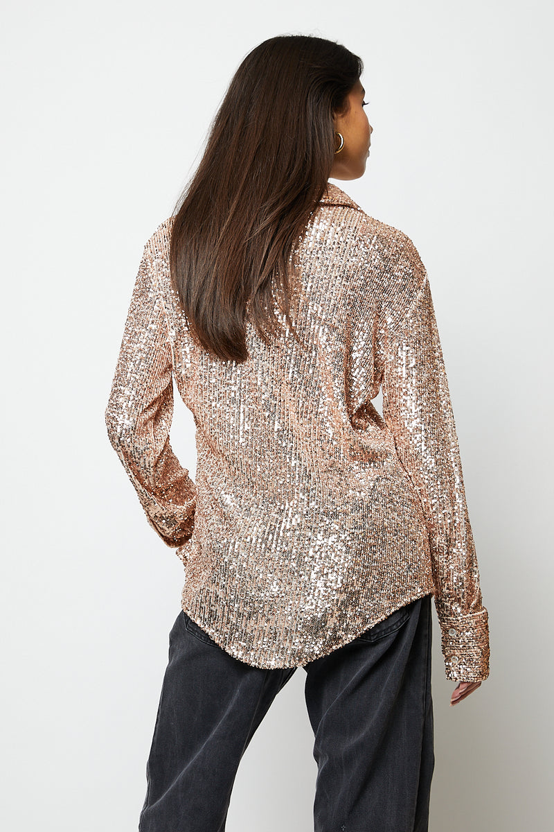Rose gold sequin blouse
