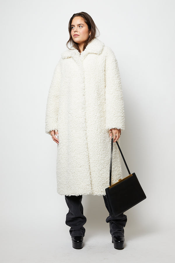 Off-white long teddy coat