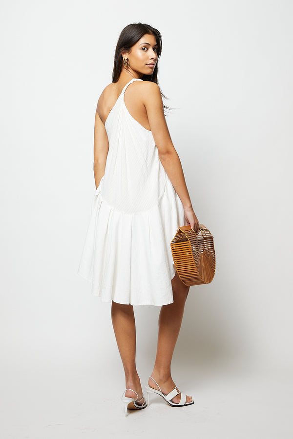 White affi one shoulder mini dress