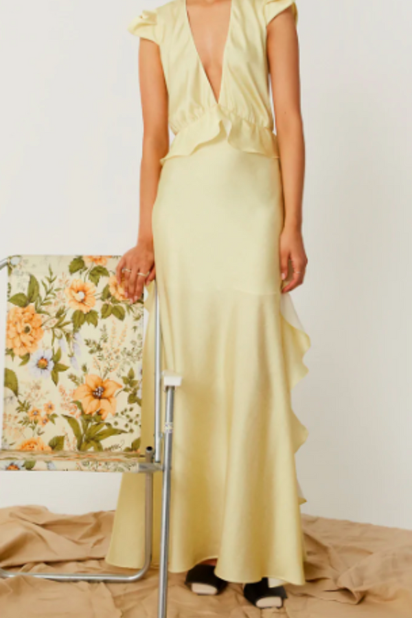 Light yellow floor long dress  - Item for sale