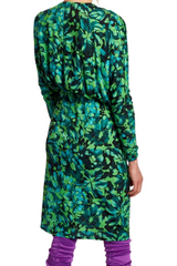 Green patterned long sleeve dress