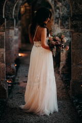 white bohemian wedding dress