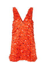 Orange mini dress with flower embroidery