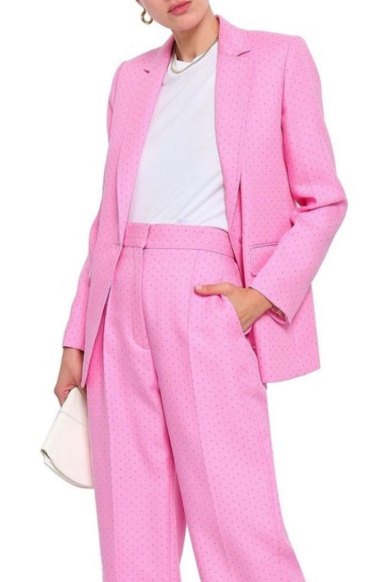 Pink tailored suit trousers with dotted lines