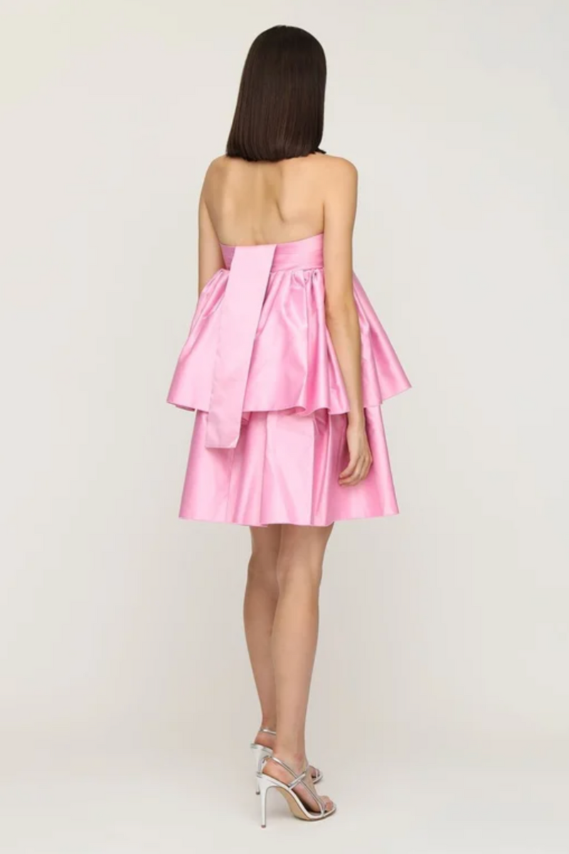 Pink strapless babydoll dress