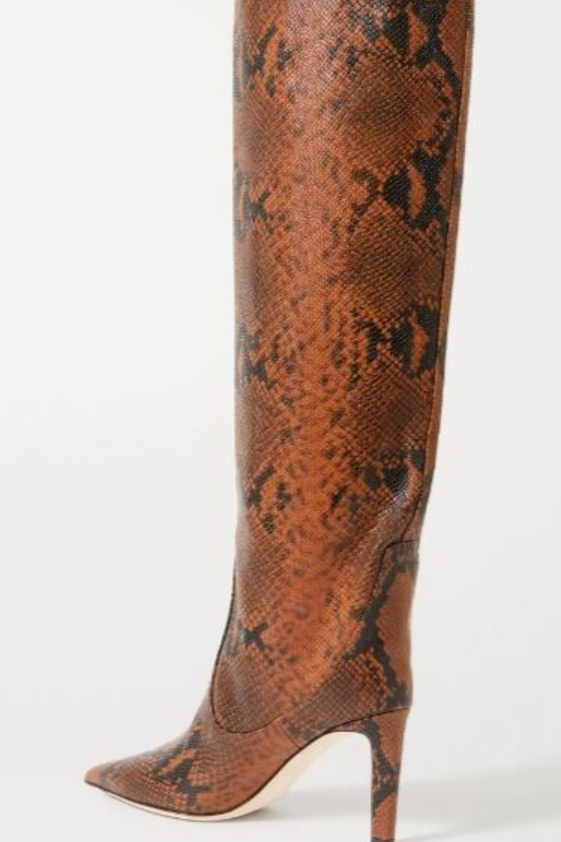 Brown snake-print boots