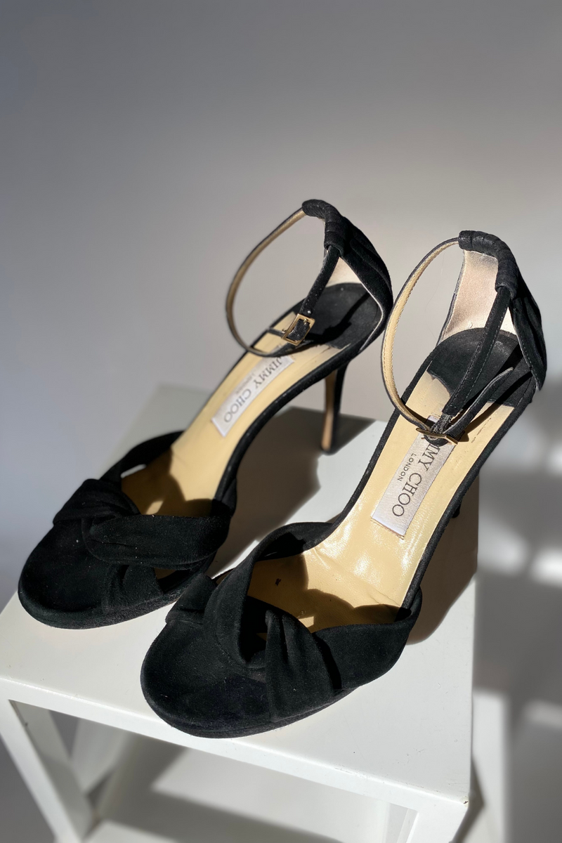 Black wild leather heels