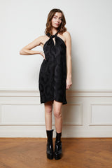 Black halter neck printed mini dress - Item for sale
