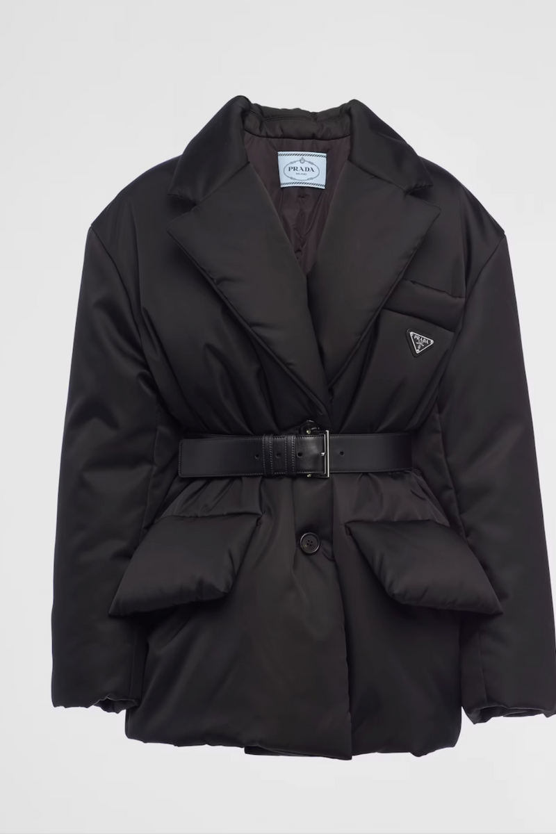 Black short puffer jacket