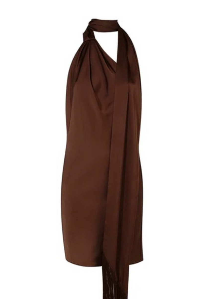 Brown scarf dress