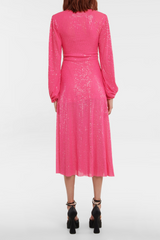 pink midi sequin dress