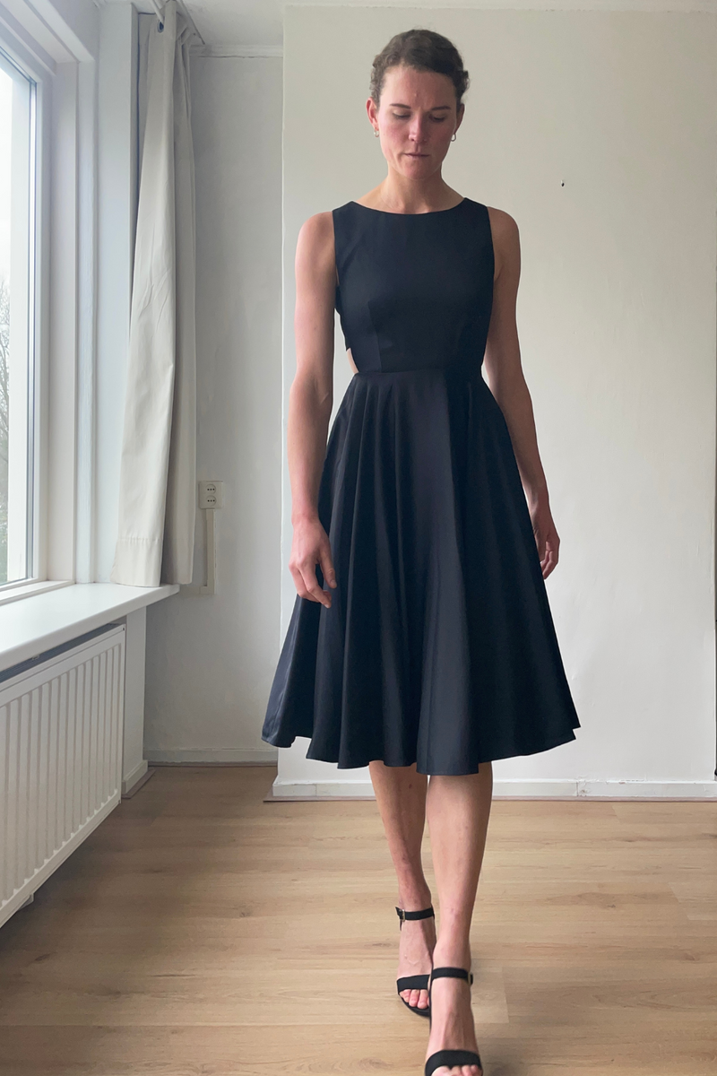 Black cut-out midi dress