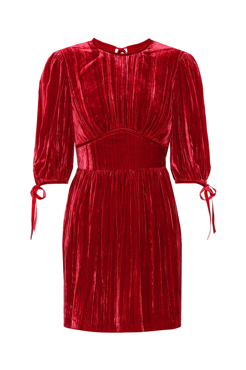 Red velvet dress with bows