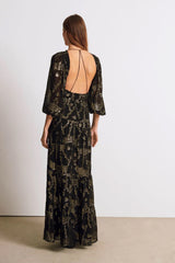 Shimmering maxi dress with open back