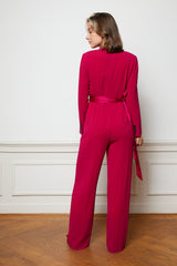 Red wrap top jumpsuit