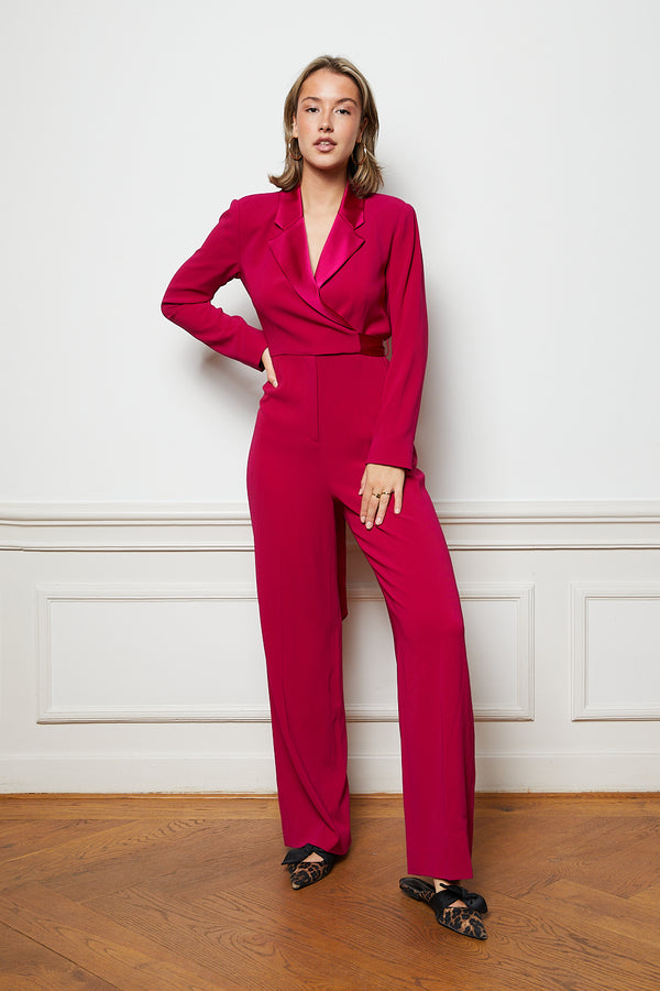 Red wrap top jumpsuit