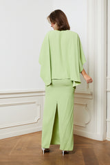 Green cape maxi dress