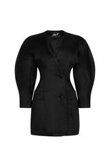 Black cotton satin mini blazer dress - Item for sale