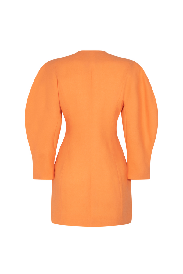 Orange wool crepe mini blazer dress