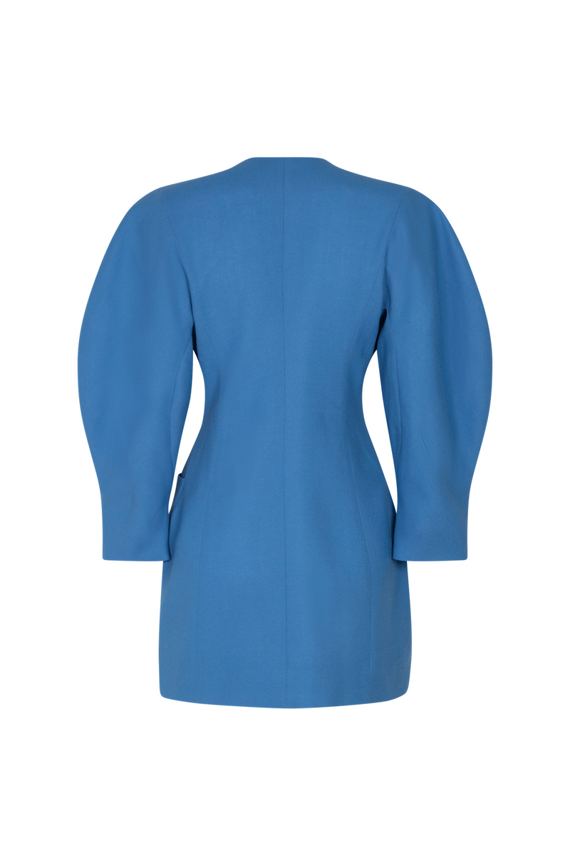Blue wool crepe mini blazer dress