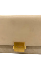 Nude Suède and Leather Crossbody Bag