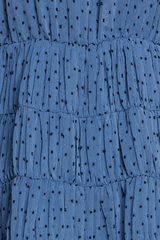 Blue dotted crepe mini dress