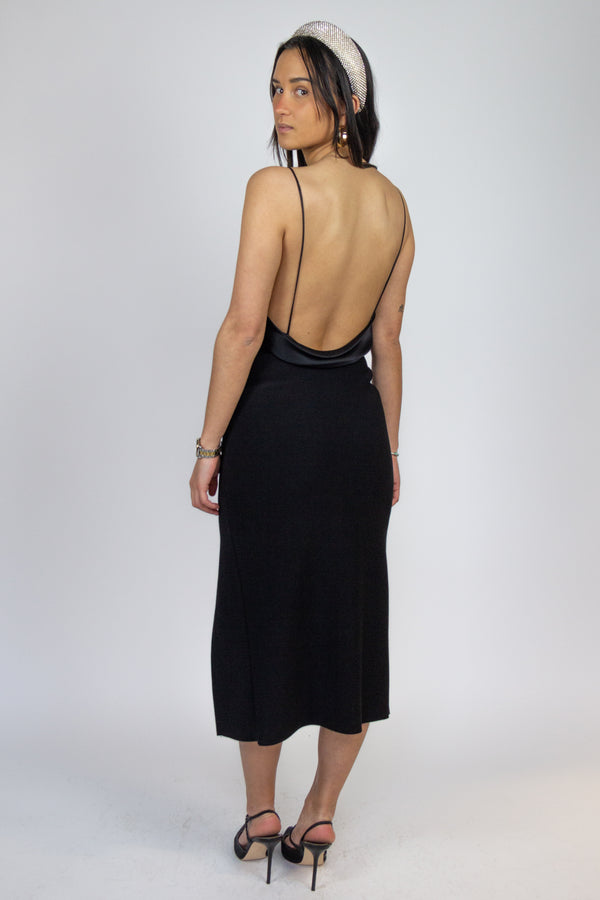 Black midi dress with split and open back - Item for sale