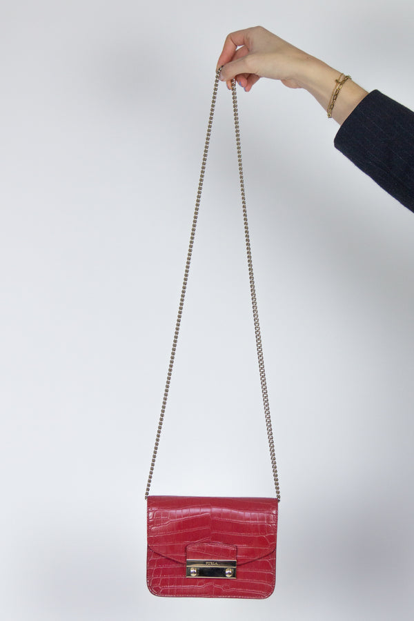 Red small leather bag