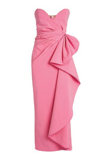 Pink Strapless Midi Dress With Gathered Waist - Item for sale