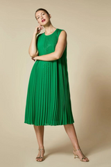 Green plisse dress